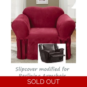 Reclining CHAIR Slipcover Suede Burgundy Sure Fit Armchair Cover